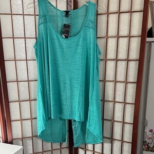 Torrid Turquoise Sleeveless Top with Lace PTP 24 inches